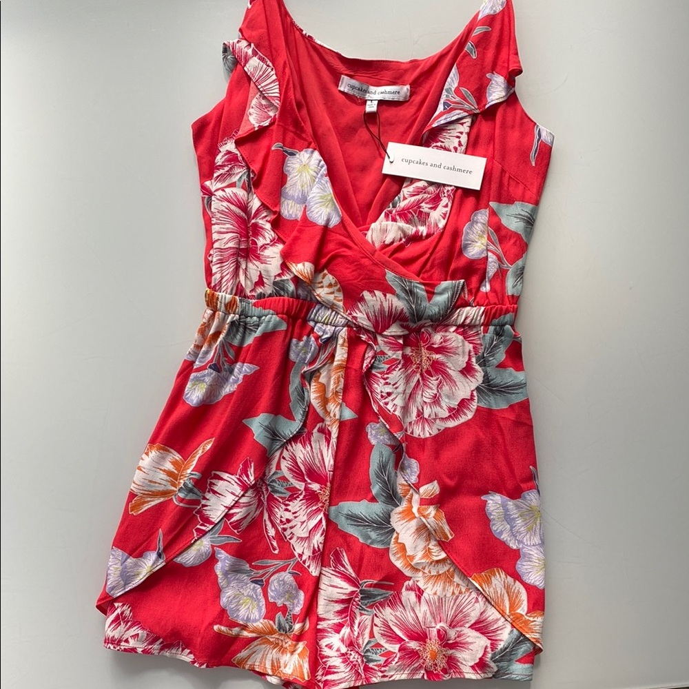 Cupcakes and Cashmere Red Hibiscus Romper